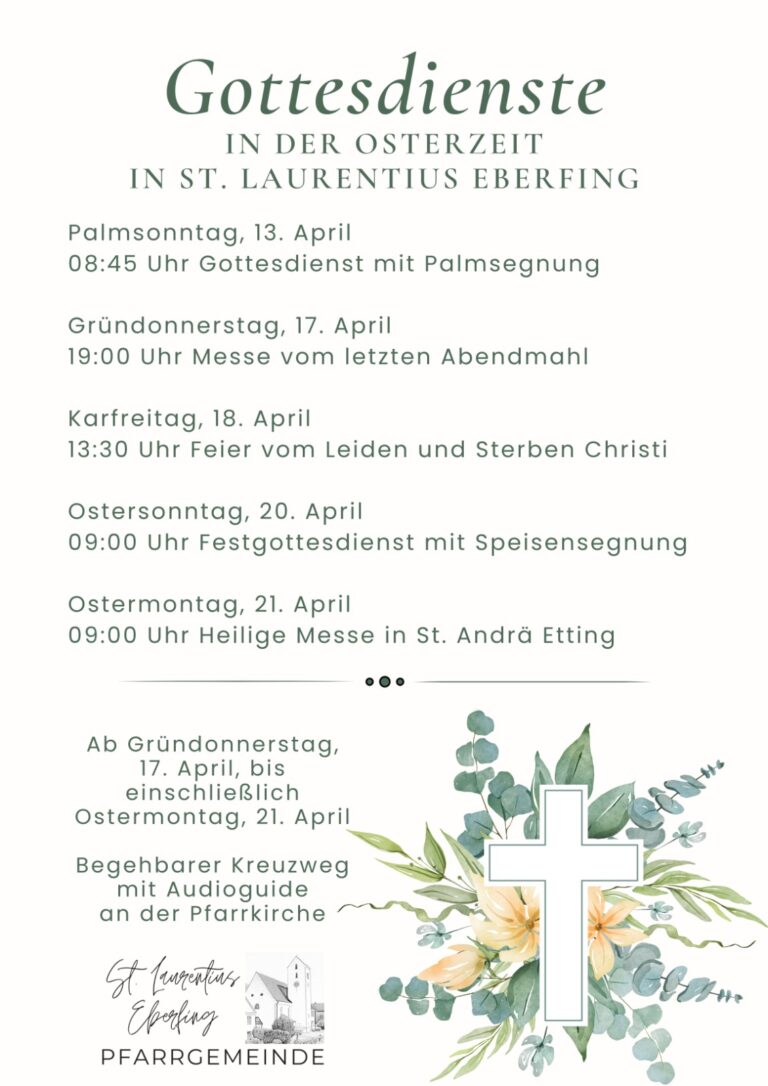 Read more about the article Auf Ostern zu – Musikalische Gestaltungen der Gottesdienste – Eberfing